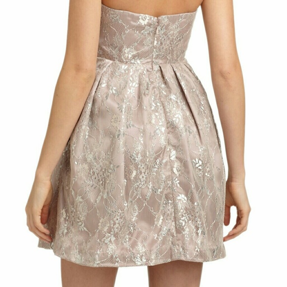 ~Metallic Mauve Lace Sweetheart Cocktail Sheath 8 Mini Dress Jill Stuart Studio - Picture 3 of 8